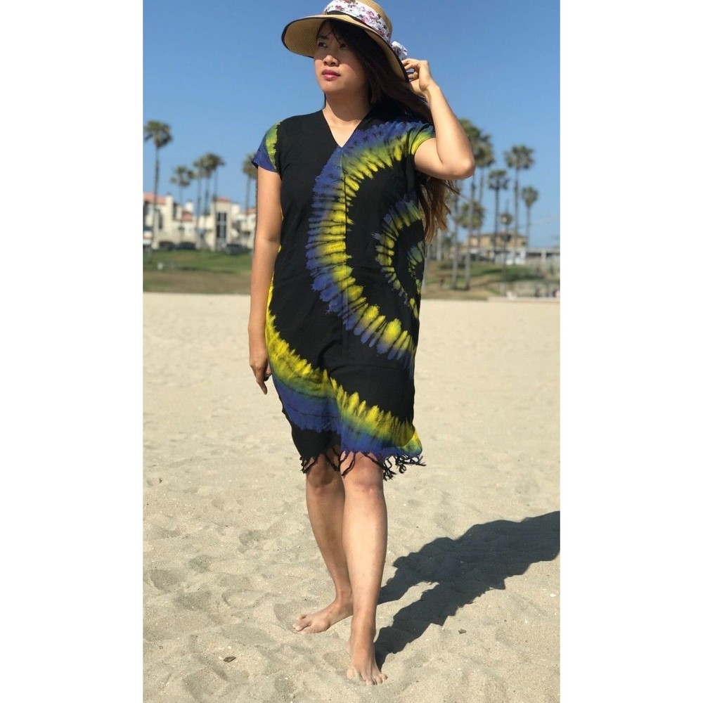 Womens Handmade Tie Dye Spiral Beach  Wear Boho Hippie Colorful Unique Fits S/M